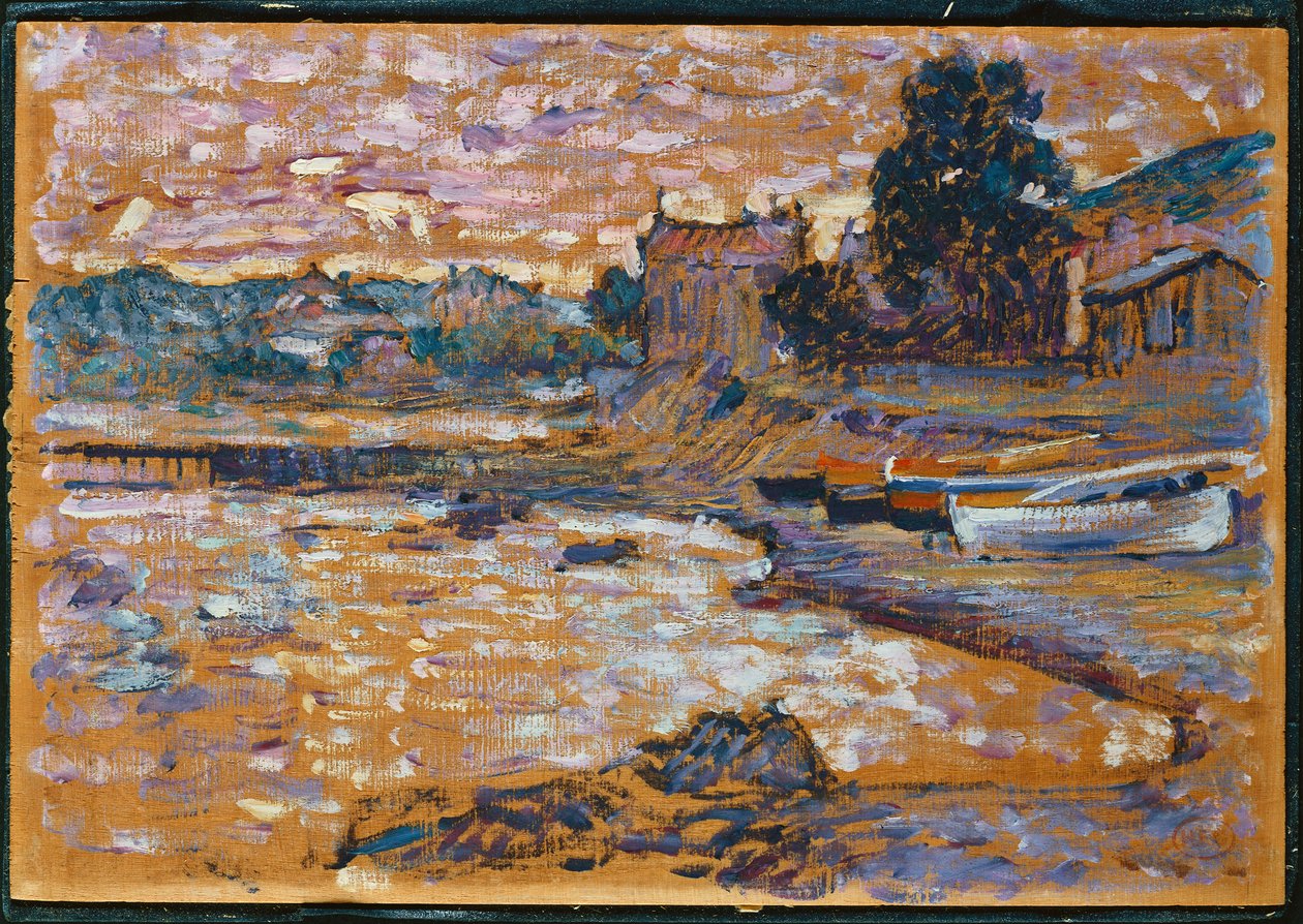 Strandede båter ved Lavandou, 1908-09 av Henri Edmond Cross
