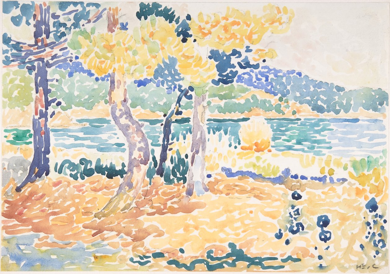 Pines on the Coastline, n.d.. av Henri Edmond Cross