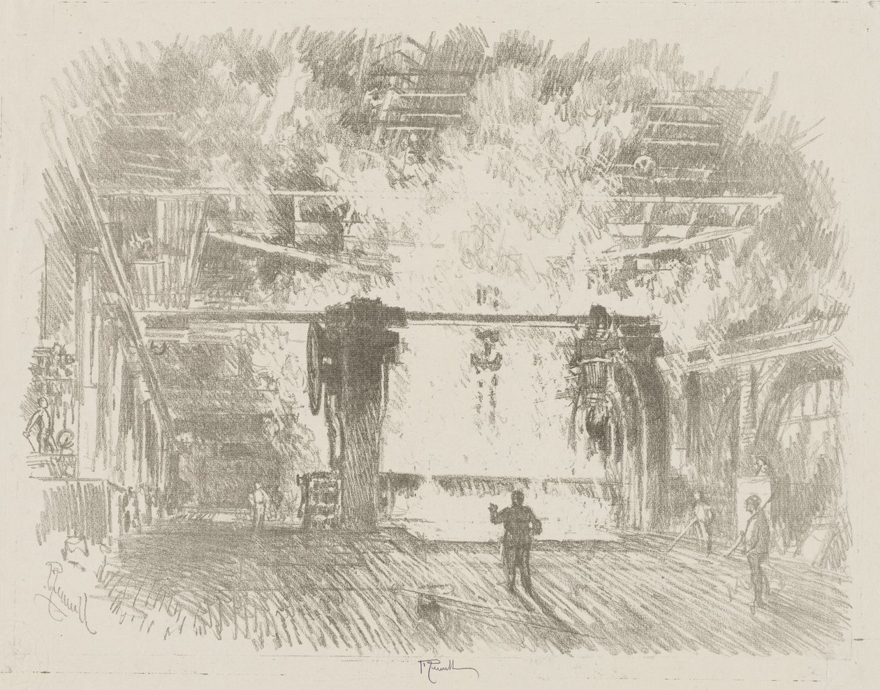 Engelsk krigsarbeid: Making Armour-Plate av Ignace Henri Jean Fantin Latour