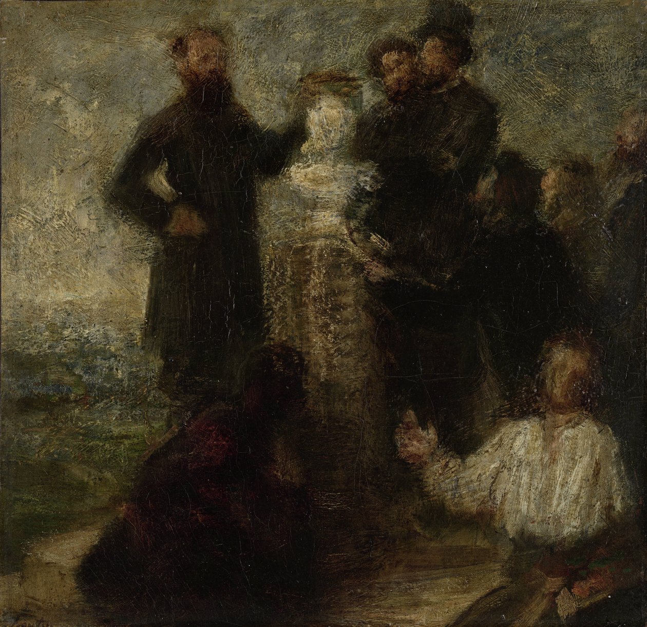 Skisse for hyllest til Delacroix av Ignace Henri Jean Fantin Latour