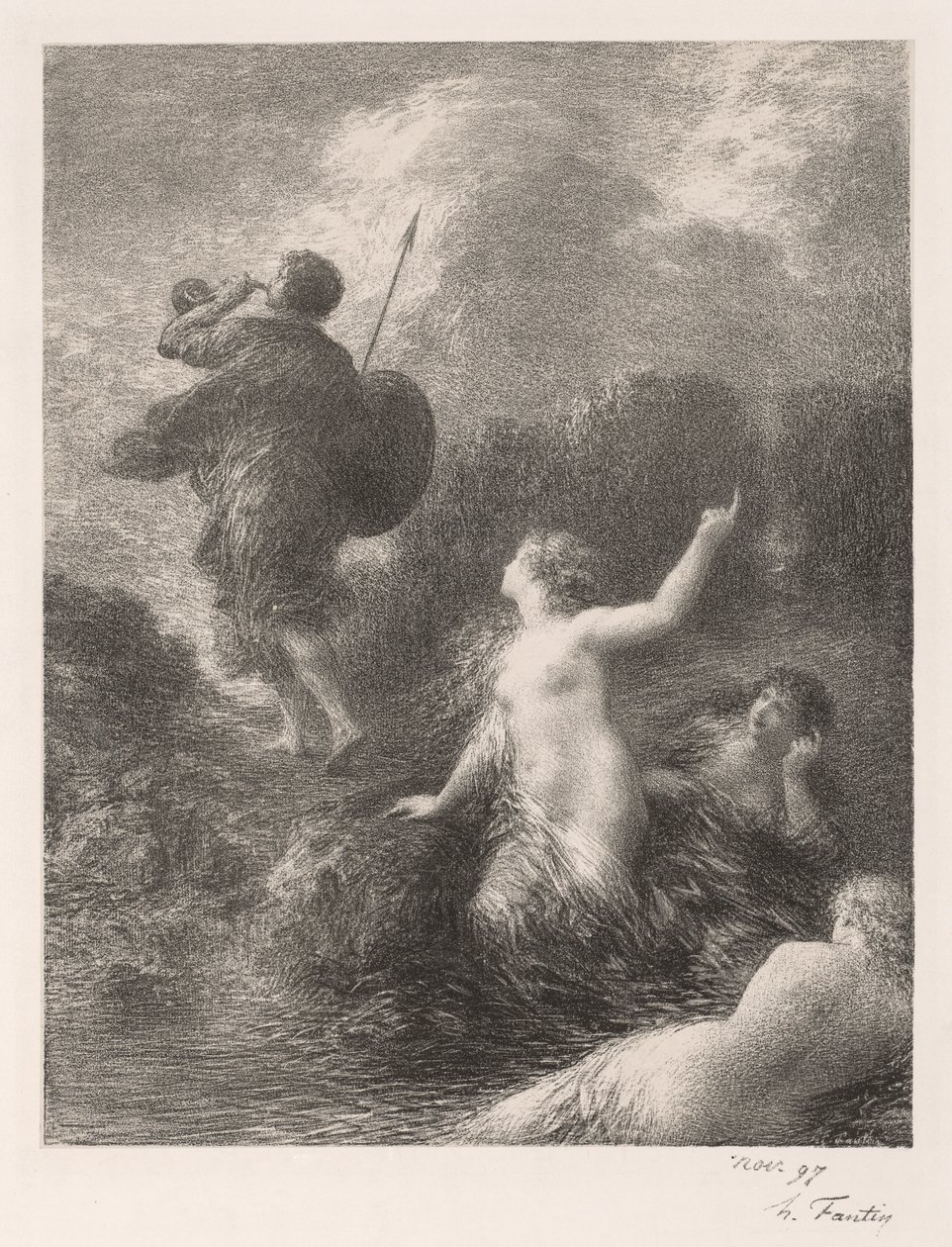 Goetterdaemmerung: Siegfried og jentene av Ignace Henri Jean Fantin Latour