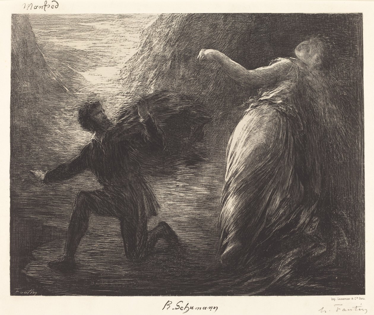 Manfred og Astarte (1. plate) av Ignace Henri Jean Fantin Latour