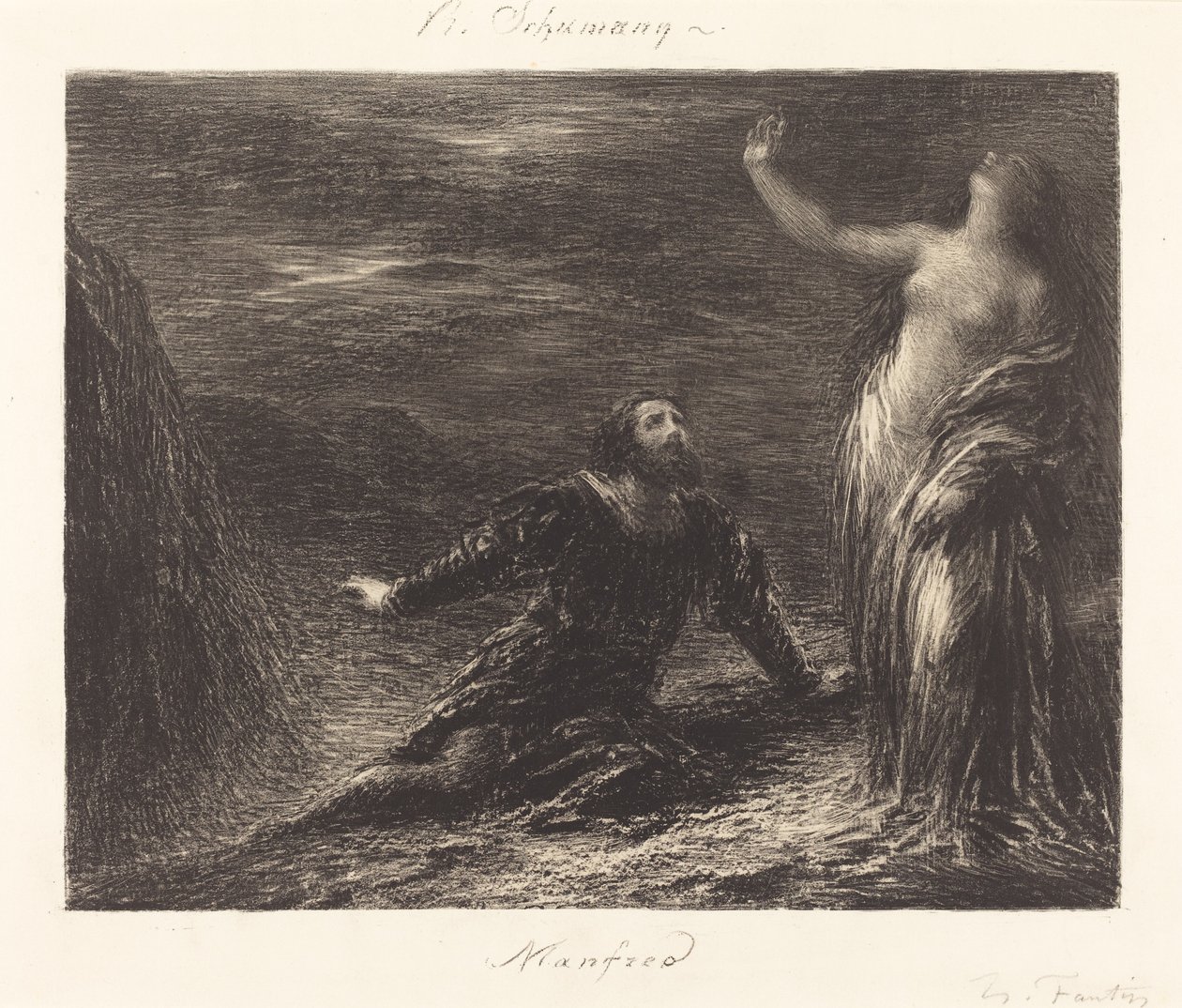 Manfred og Astarte (2. plate) av Ignace Henri Jean Fantin Latour