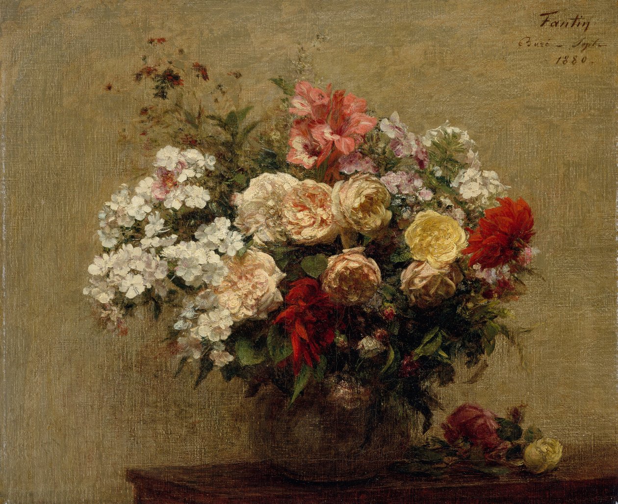 Sommerblomster, 1880. av Ignace Henri Jean Fantin Latour