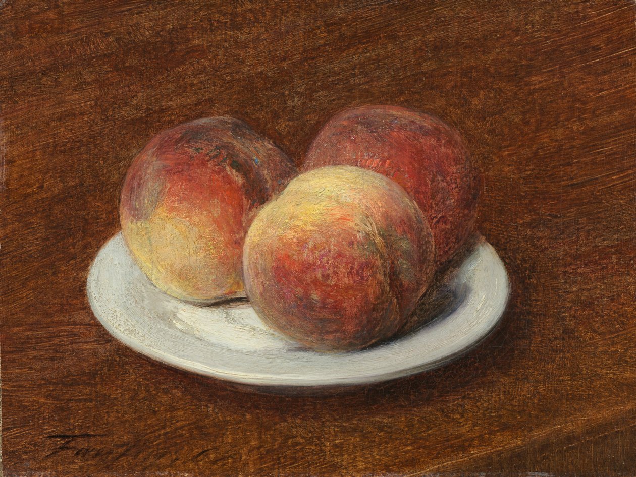 Tre ferskener på en tallerken av Ignace Henri Jean Fantin Latour