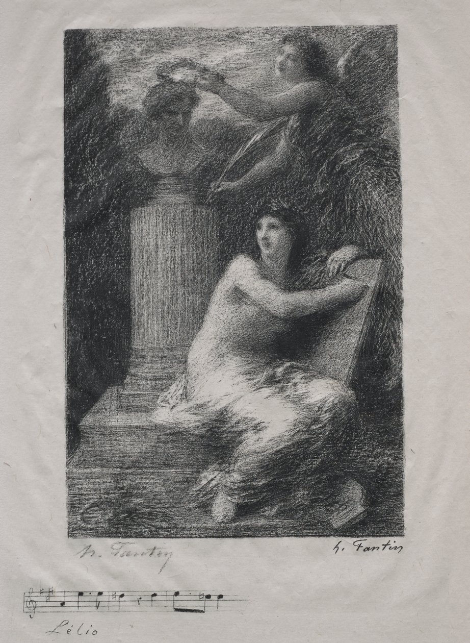 Til Berlioz (liten tallerken) av Ignace Henri Jean Fantin Latour