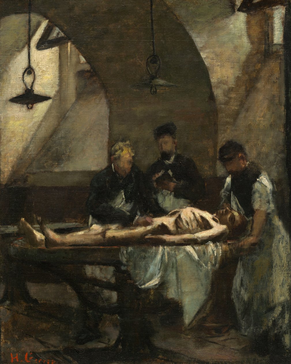 Studie for "Oduksjon på Hôtel-Dieu" av Henri Gervex