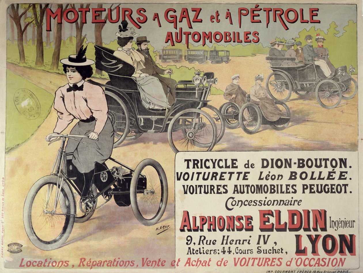 Plakat som reklamerer for en parisisk bilforhandler av Henri Gray