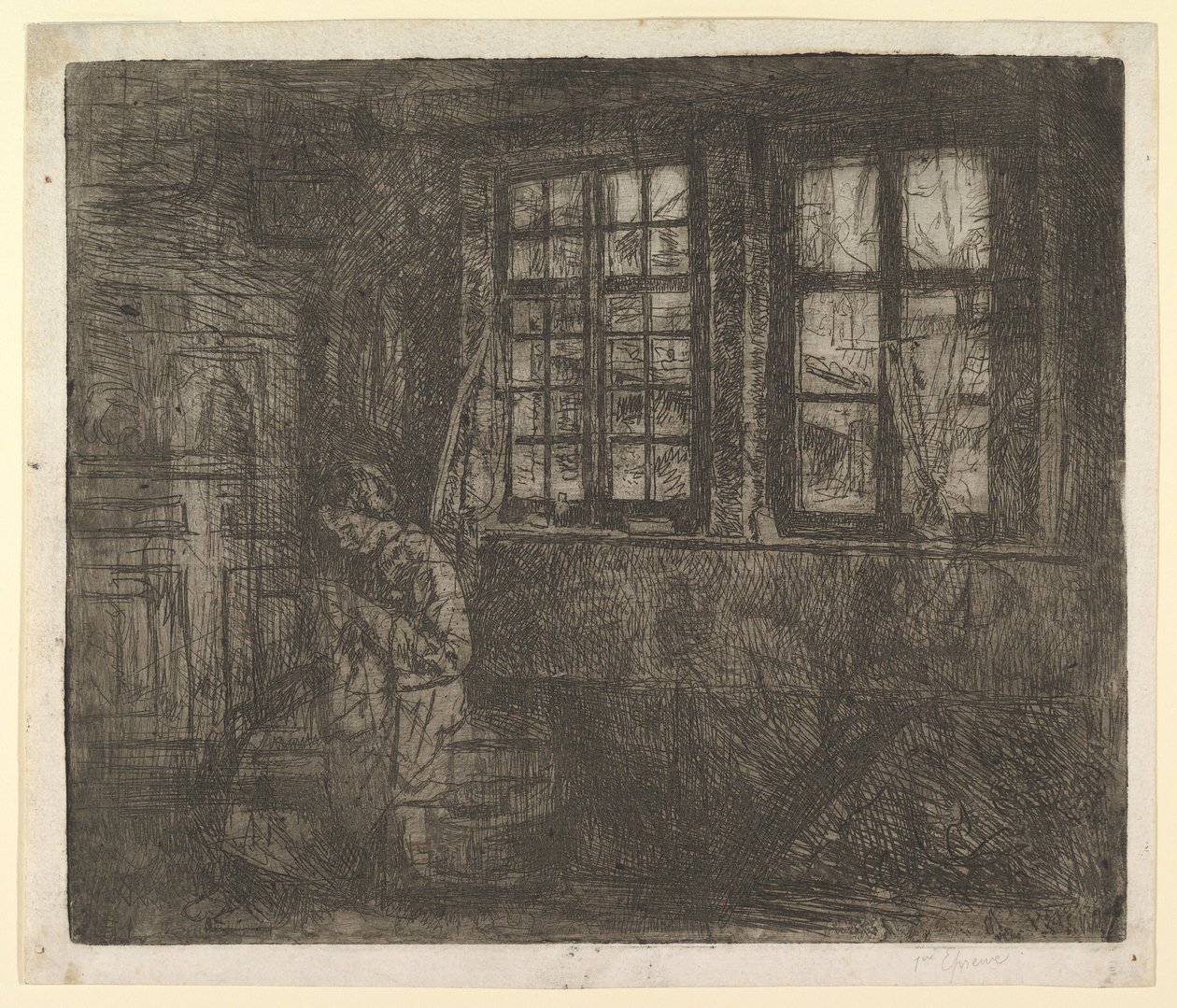 Dressmakeren, ca. 1863. av Henri Jean Augustin de Braekeleer