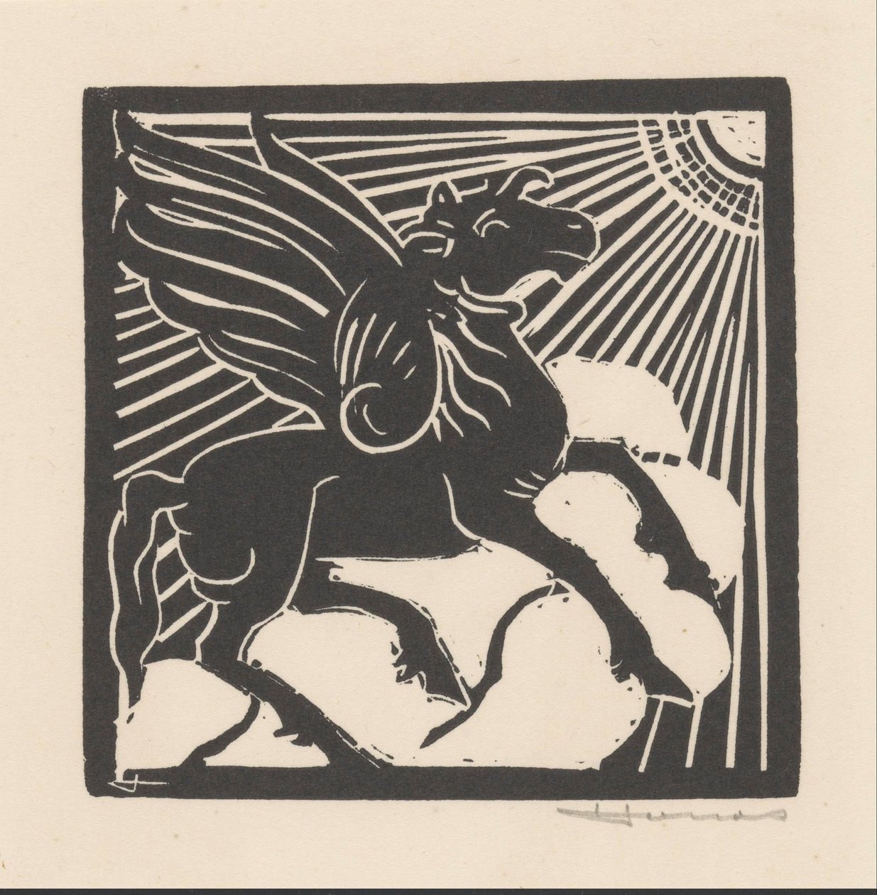 bevinget hest av Henri Jonas (signed by artist)
