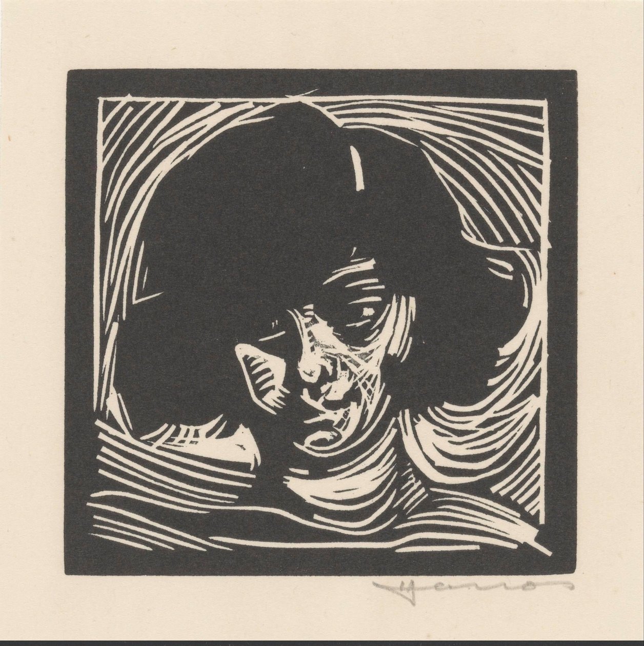 Hodet til en kvinne av Henri Jonas (signed by artist)