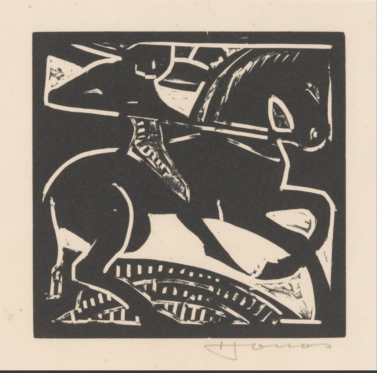 Rytter på en hest av Henri Jonas (signed by artist)