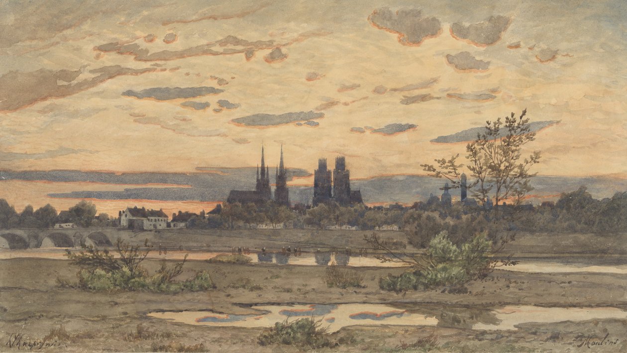 Utsikt over Moulins, ca. 1850-60. av Henri Joseph Harpignies