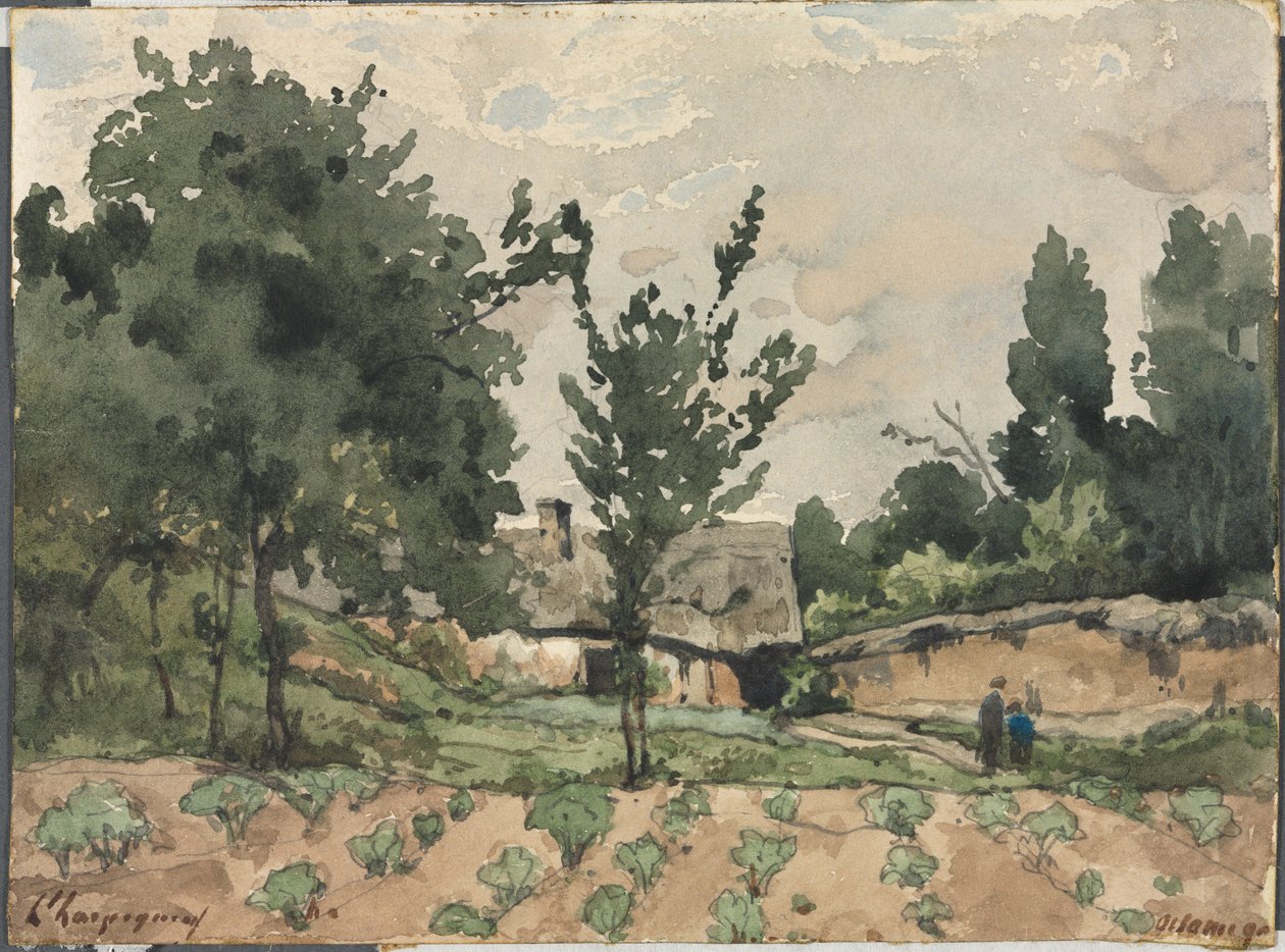 Landskap med gårdshus, 1892. av Henri Joseph Harpignies