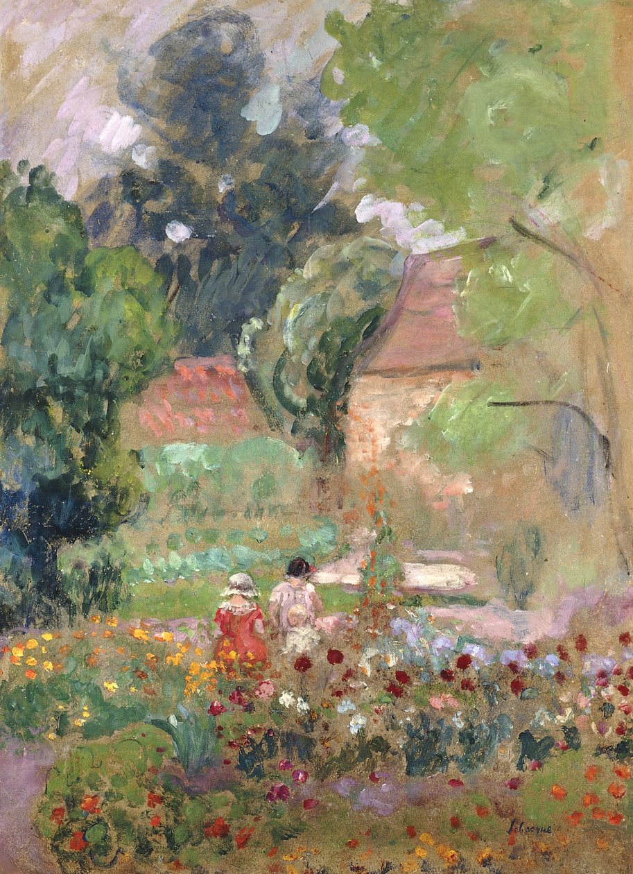 Marthe, Nono og Pierre i hagen, av Henri Lebasque