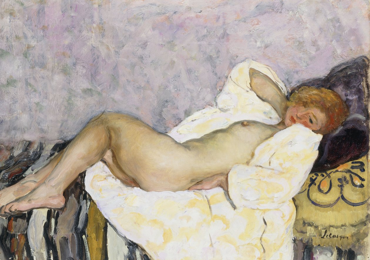 tilbakelent nu; nu sofa E, av Henri Lebasque