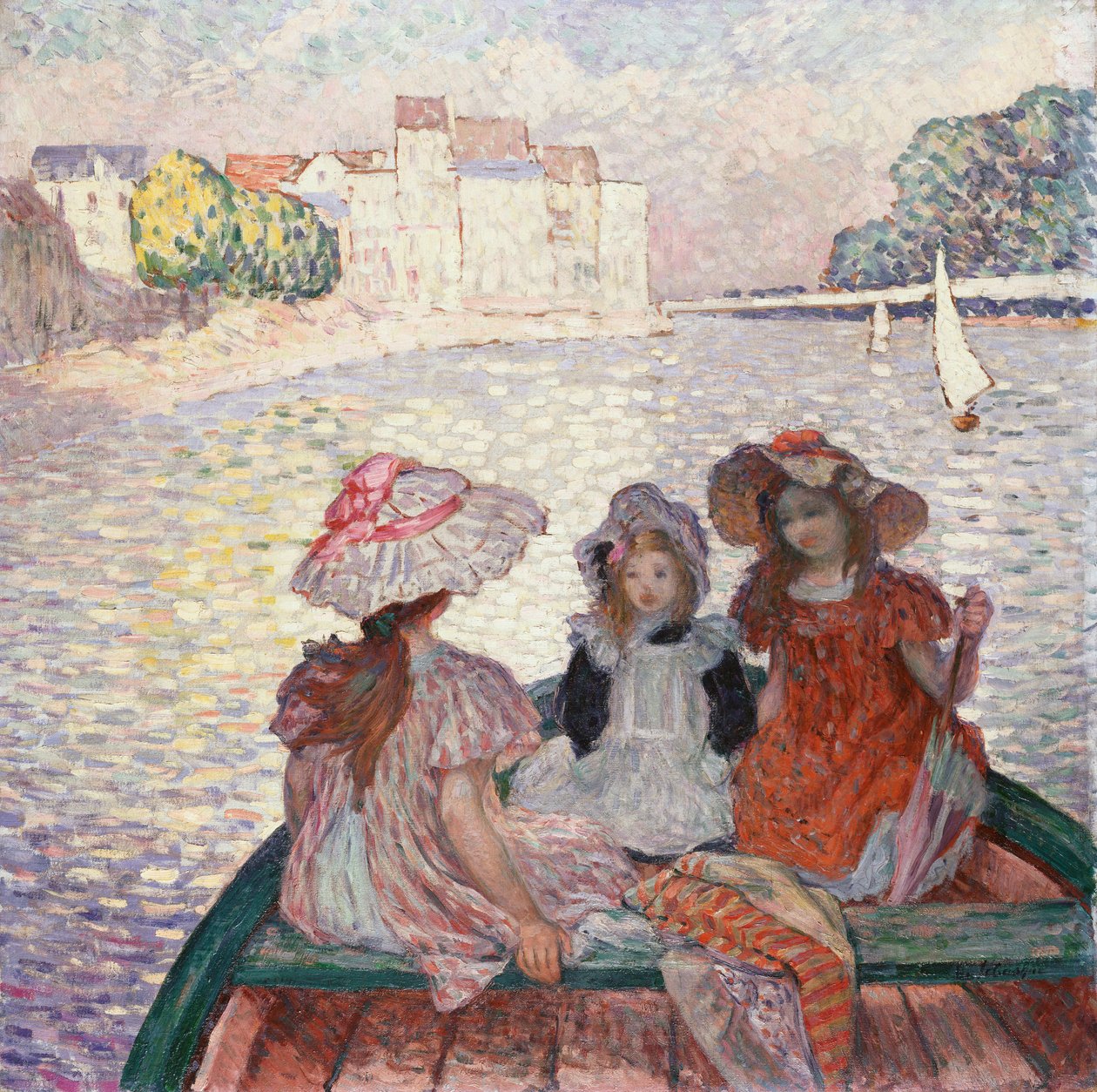 Tre jenter i en båt av Henri Lebasque