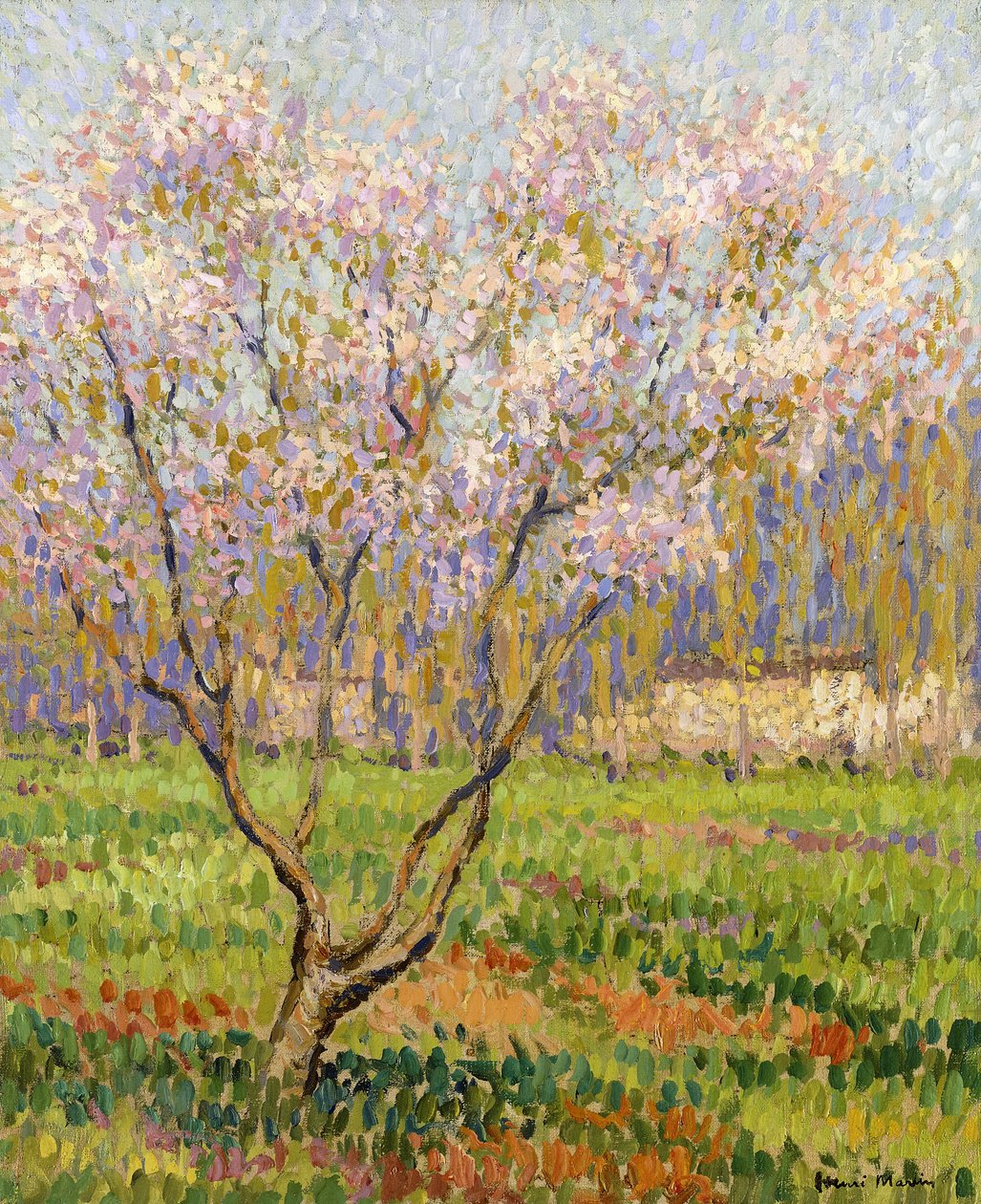 Epletre i blomst; Epleblomster, av Henri Martin