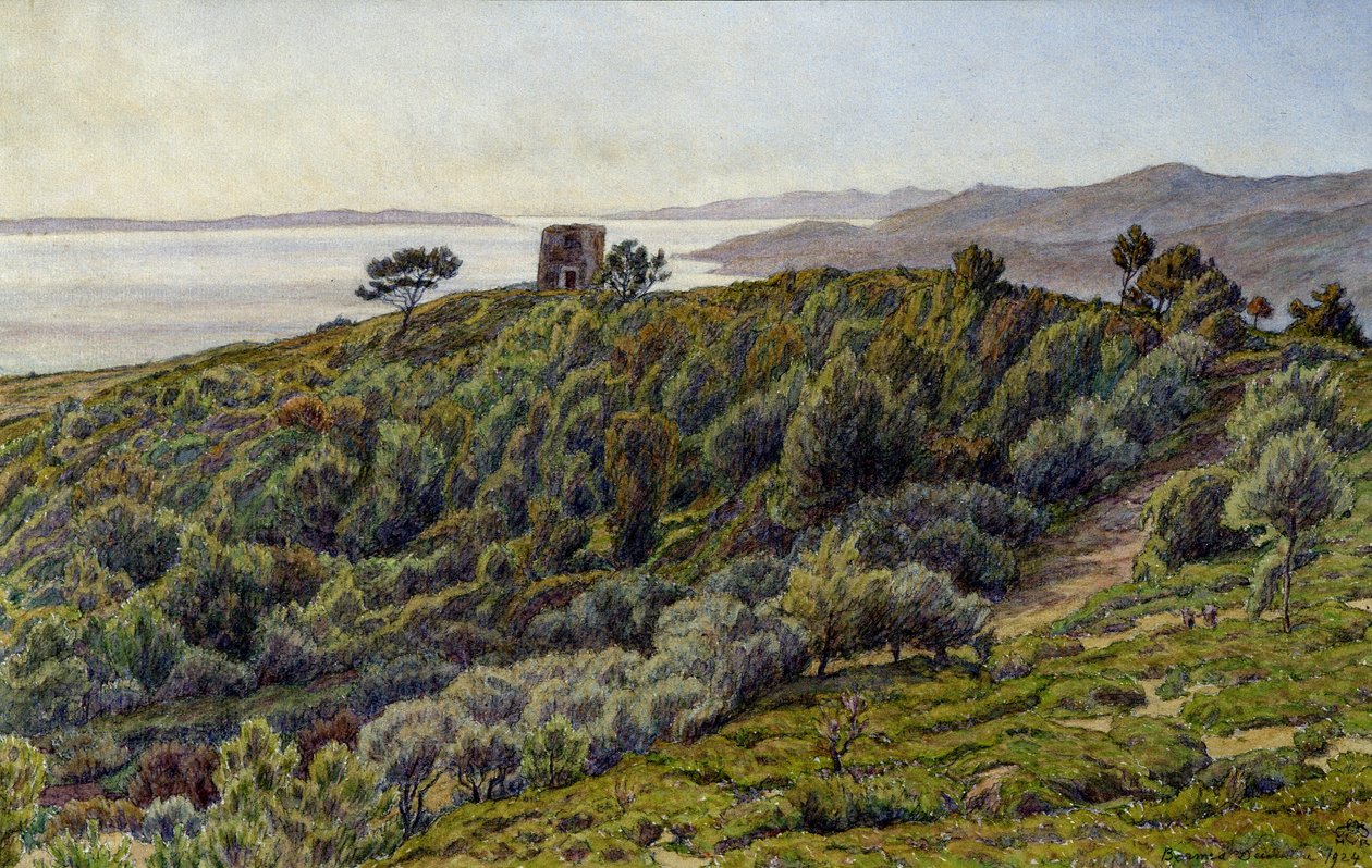 Det gamle tårnet og øyene Hyeres av Henri Rivière