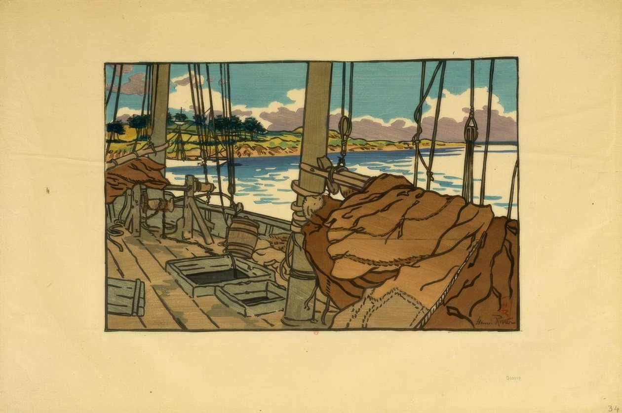 Hummerbåt ved munningen av Trieux (Loguivy) av Henri Rivière