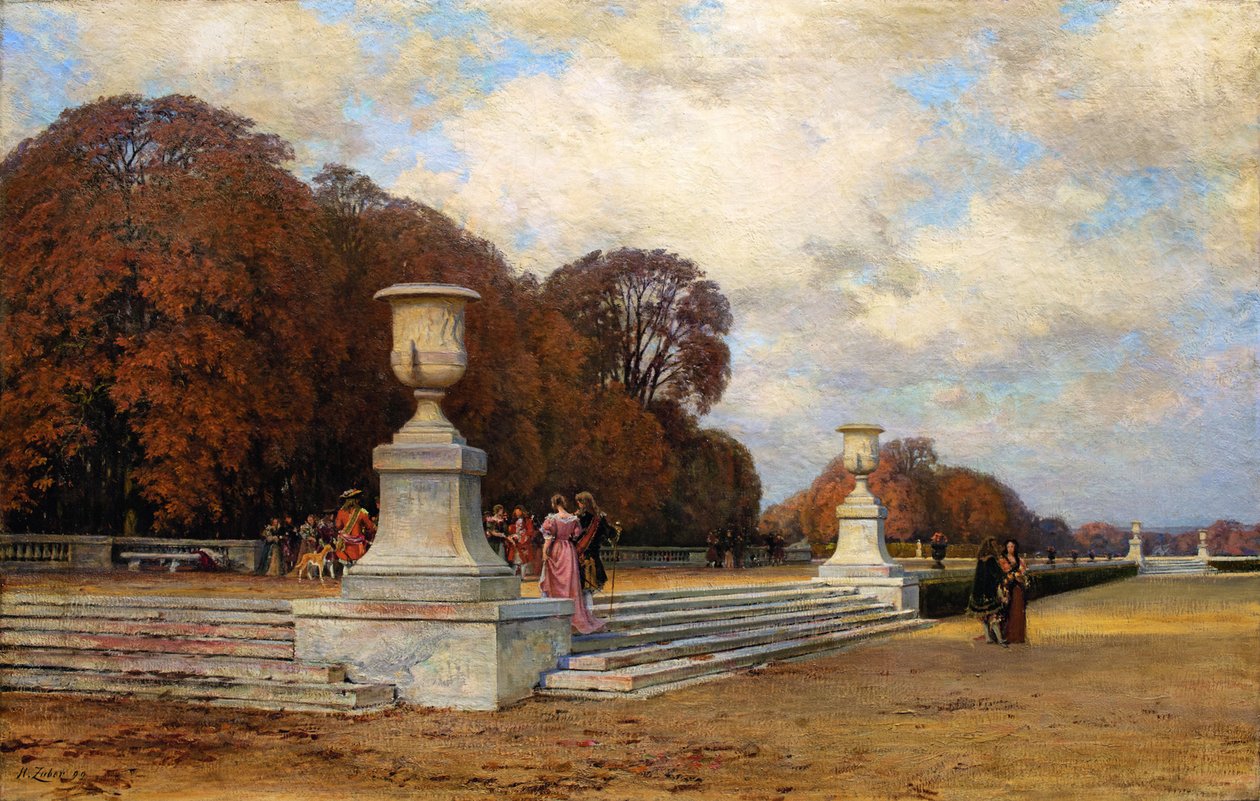 De rosa marmortrinnene i Versailles, 1899. av Henri Zuber