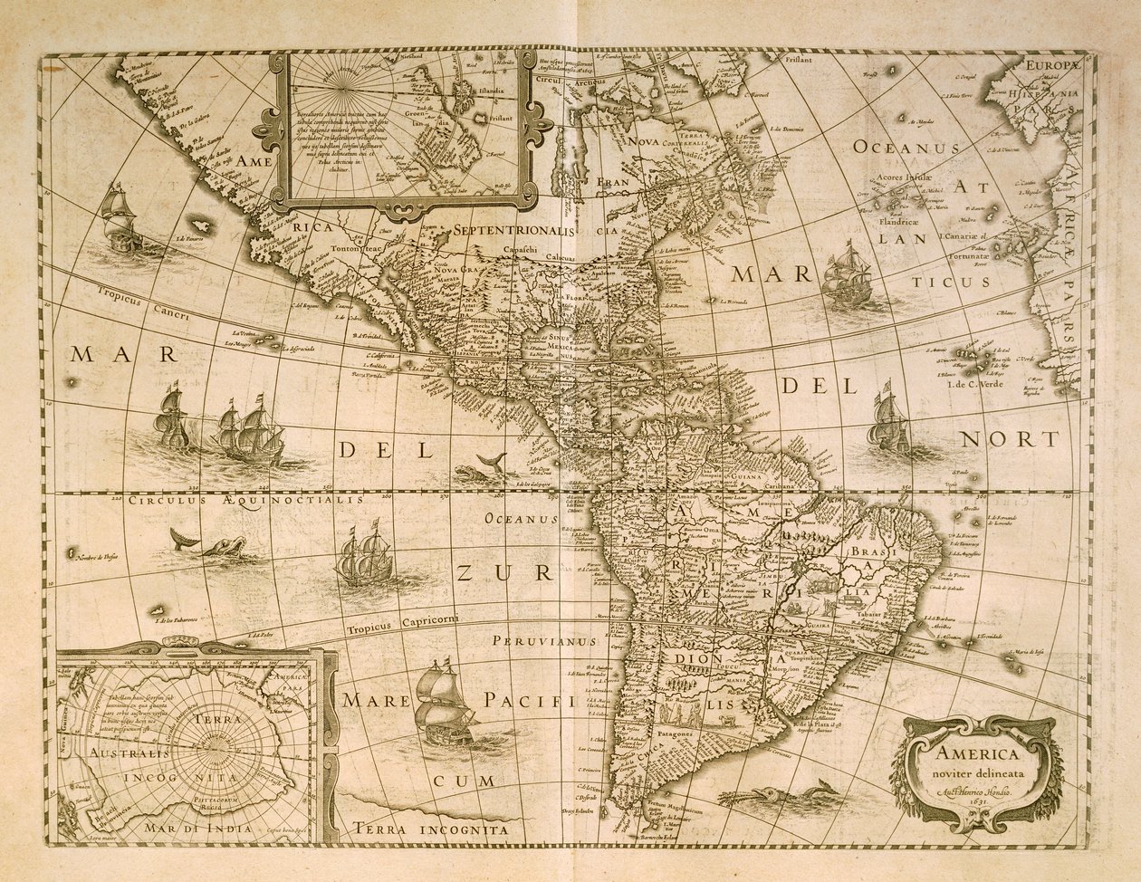 Kart over Amerika av Henricus Hondius av Henricus Hondius