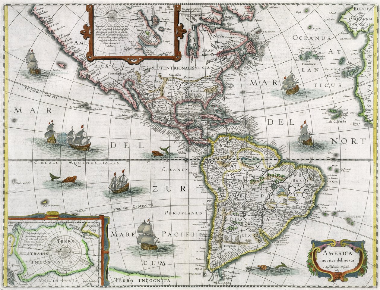 Kart over Amerika, 1631 av Henricus Hondius II