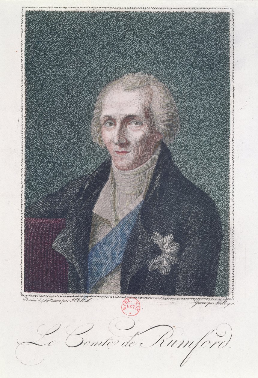 Benjamin Thompson (1753-1814) grev Rumford, gravert av B. Roger av Henriette Rath