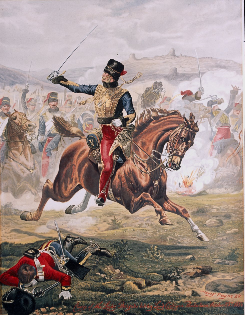 Lord Cardigan (1797-1868) ledet Charge of the Light Brigade i slaget ved Balaklava, 25. oktober 1854, 1884 (chromolitho) av Henry A. Payne