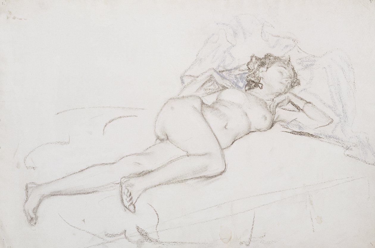En sovende naken (pastell på papir) av Henry Bryson Burroughs