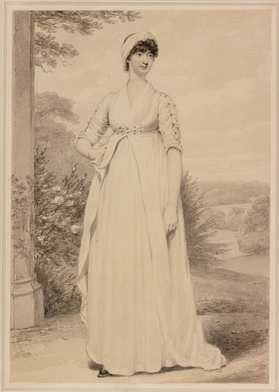 Portrait of a Lady, 1799 (blekk og blyant på vevd papir) av Henry Edridge