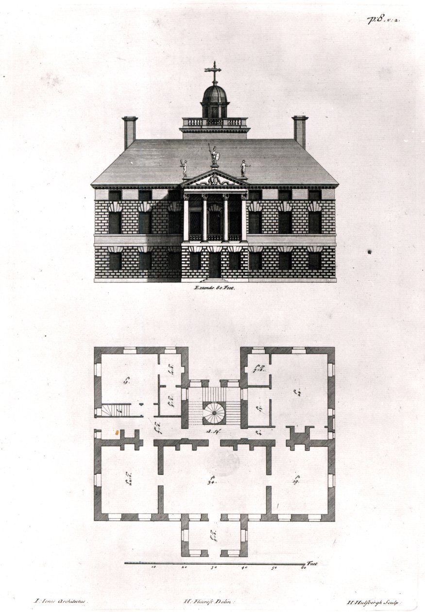 Design av Inigo Jones, 1727 av Henry Flitcroft