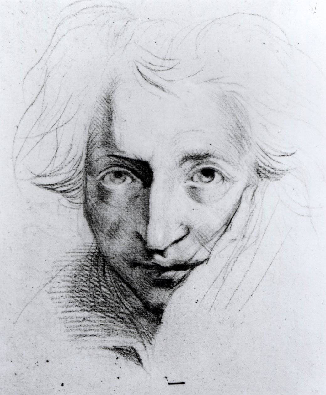 Selvportrett (svart kritt på papir) av Johann Heinrich Füssli