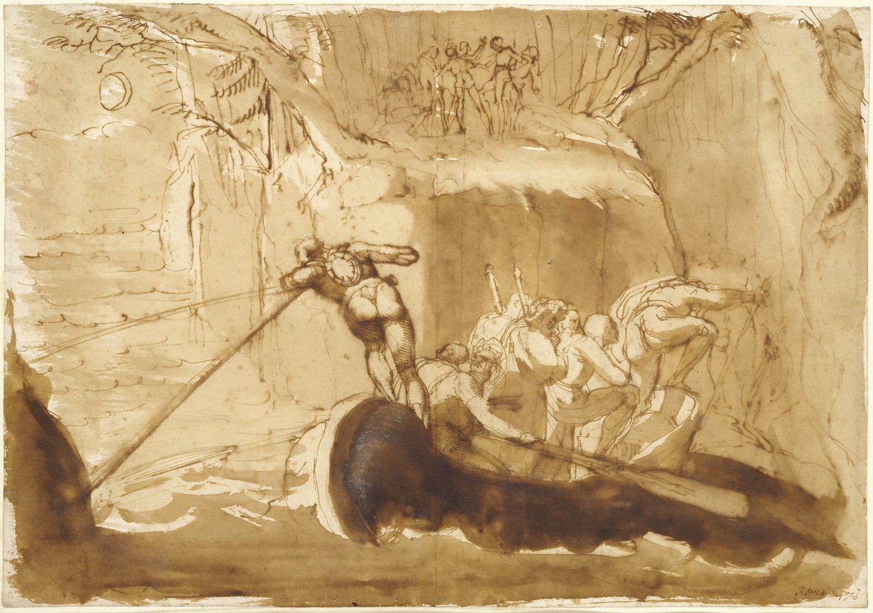 Konføderasjonene ankommer Rutli (penn og vask på papir) av Johann Heinrich Füssli