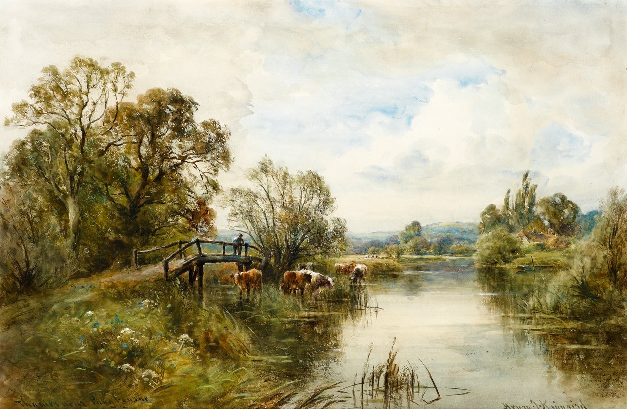 På Themsen ved Pangbourne (wc på papir) av Henry John Kinnaird