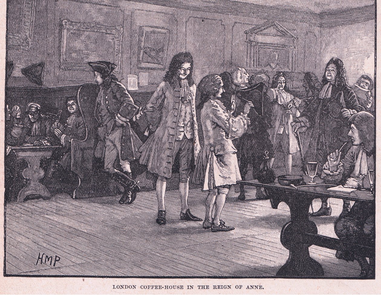 London kaffehus under Annes regjeringstid rundt 1710 e.Kr av Henry Marriott Paget