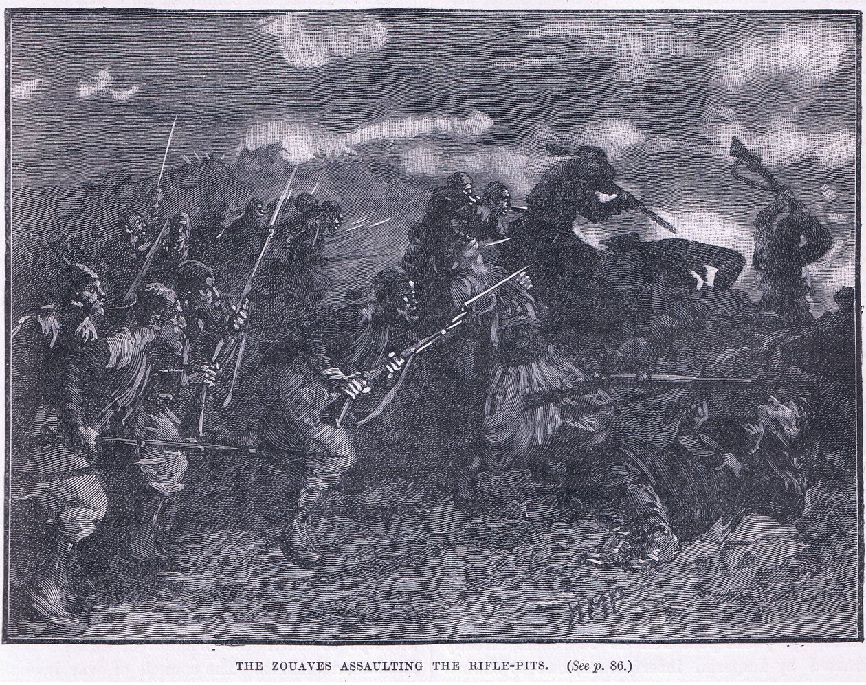 Zouvene angrep en geværgrop 1855 e.Kr av Henry Marriott Paget