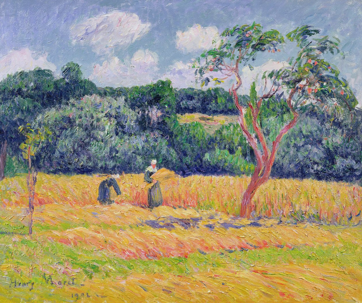 Figurer som høster en hveteåker av Henry Moret