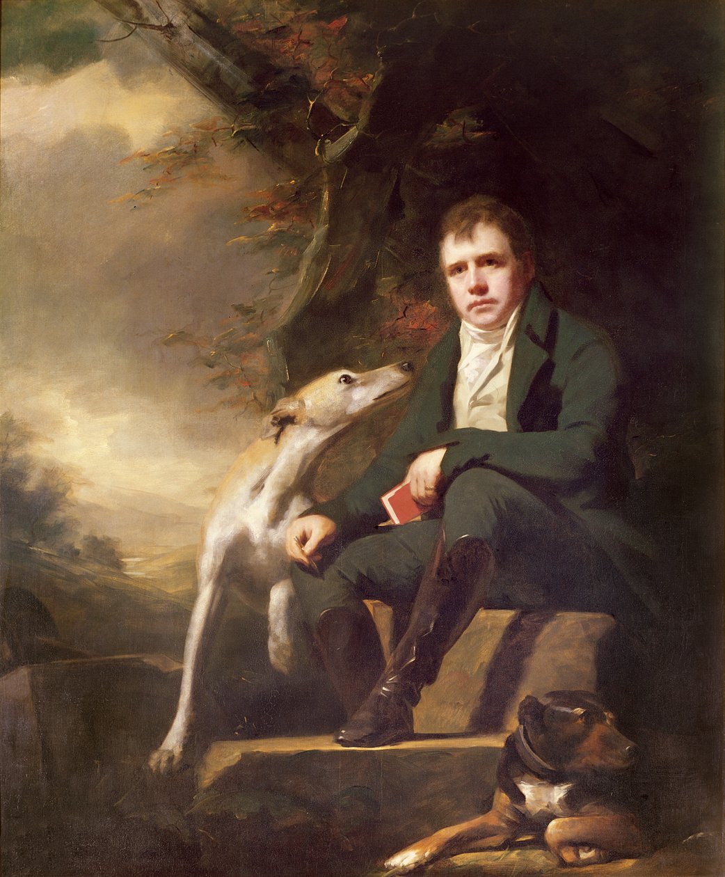 Portrett av Sir Walter Scott og hundene hans av Henry Raeburn