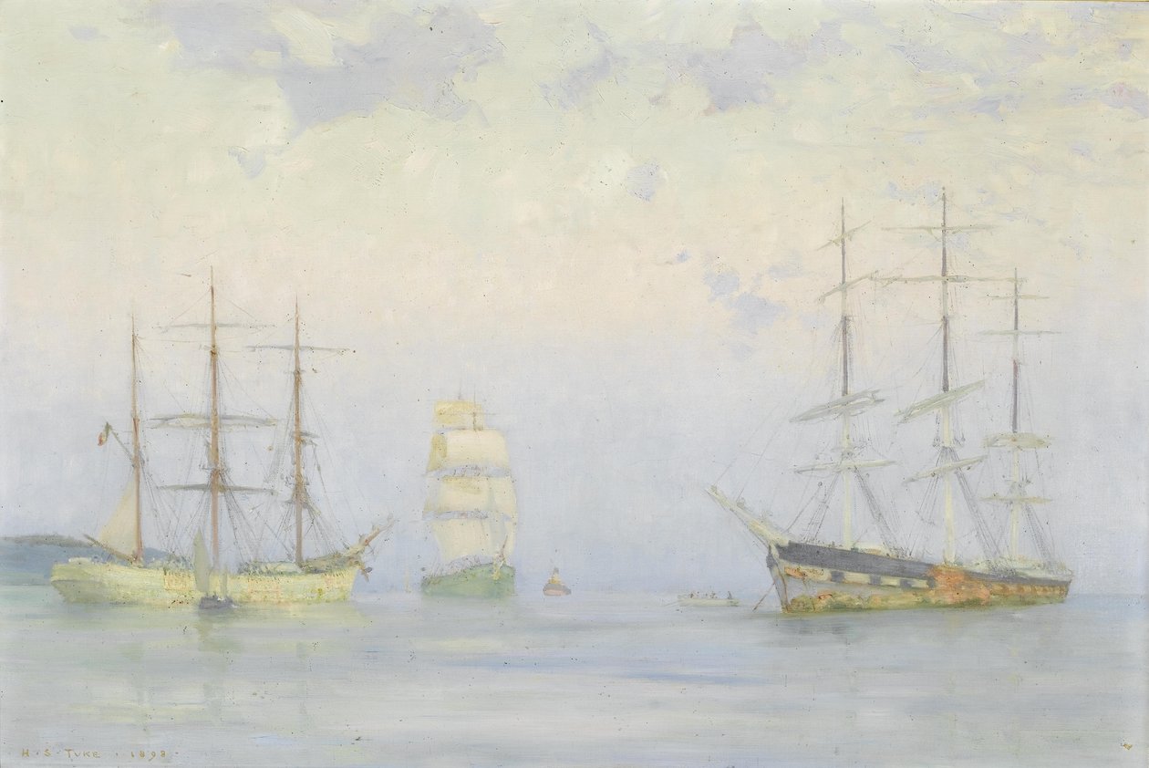 Frakt på anker, Carrick Roads av Henry Scott Tuke