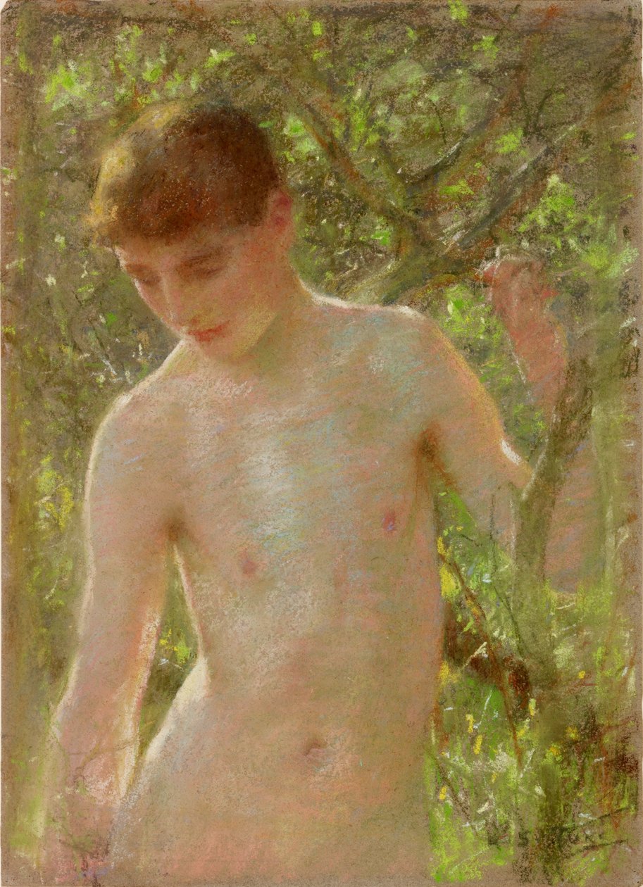 Study of a Boy (pastell på papir) av Henry Scott Tuke