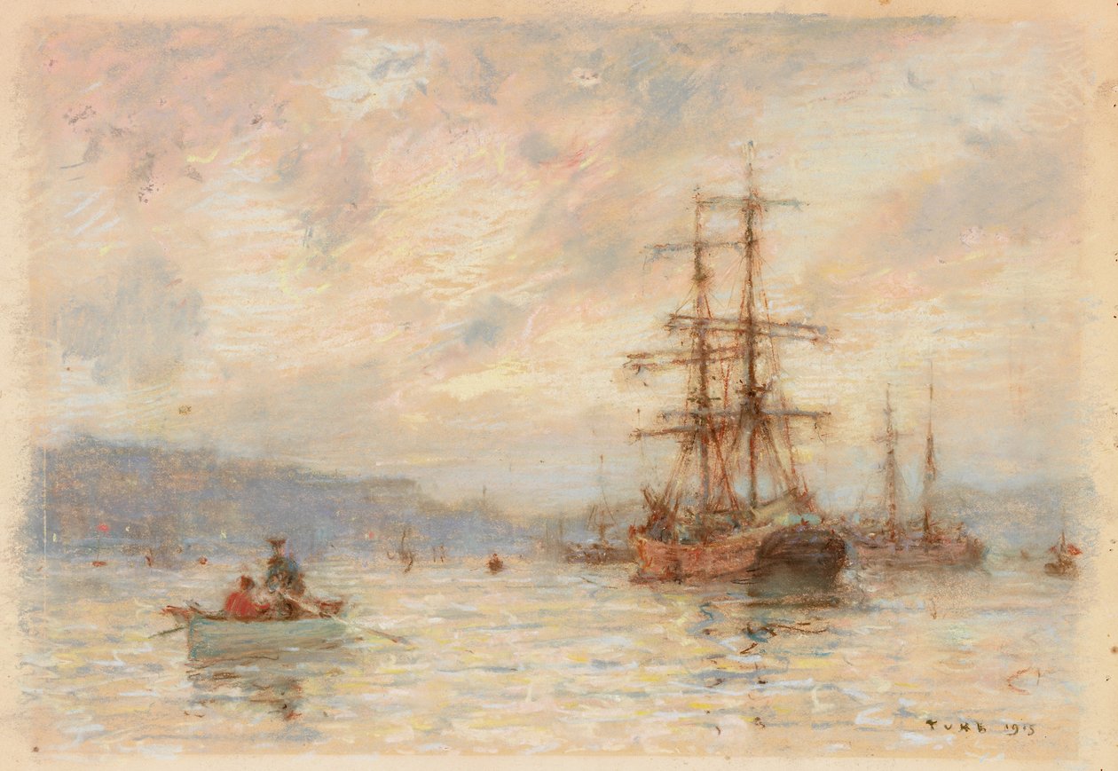 Solnedgang (pastell på papir) av Henry Scott Tuke
