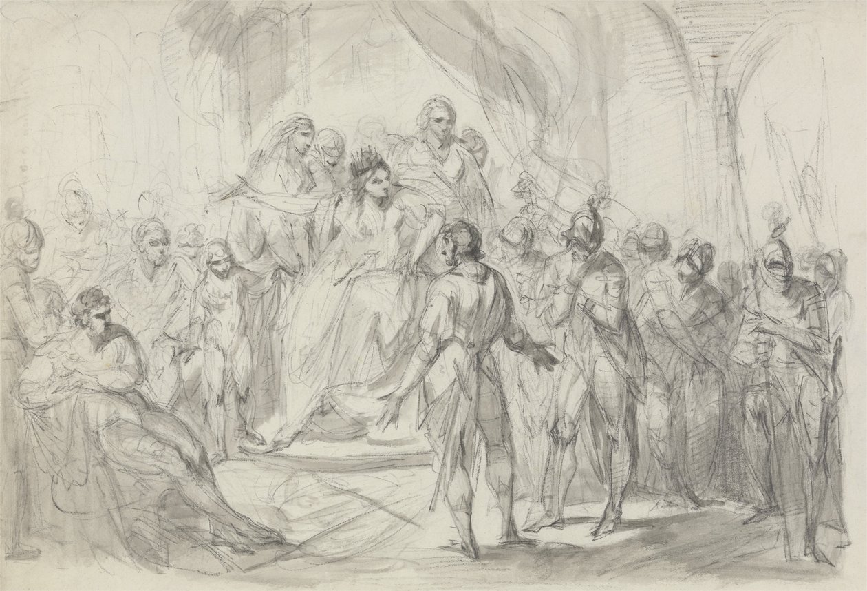 Stephen brakte fange til keiserinne Mathilda (svart kritt og grått vask på papir) av Henry Singleton