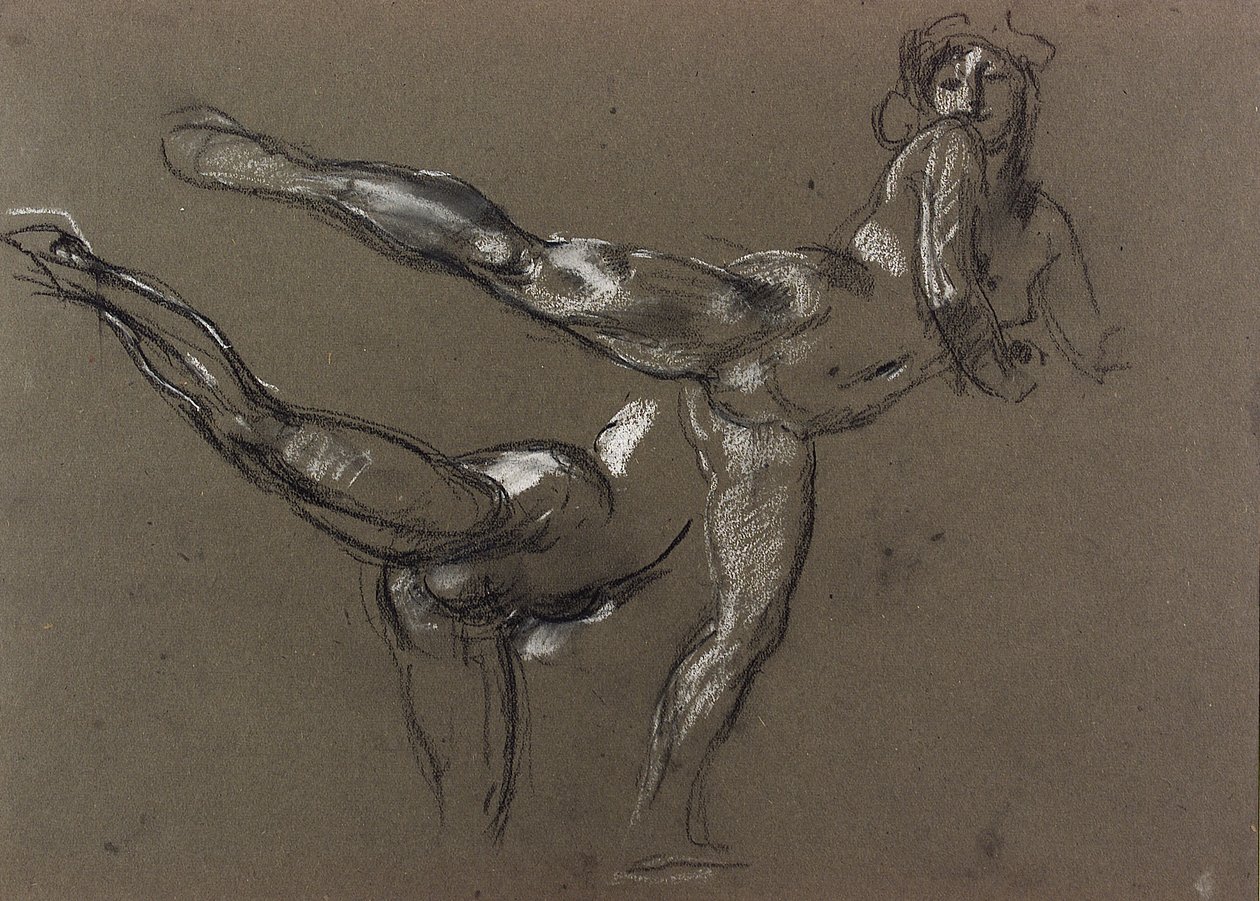 To studier av en naken kvinne (kritt på papir) av Henry Tonks