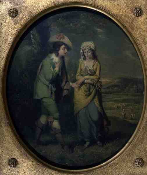 The Courtship (olje på lerret) av Henry (attr) Walton