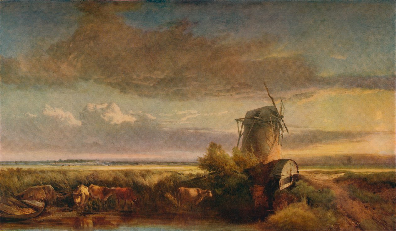 Mills on the Fens, c1853 av Henry Bright