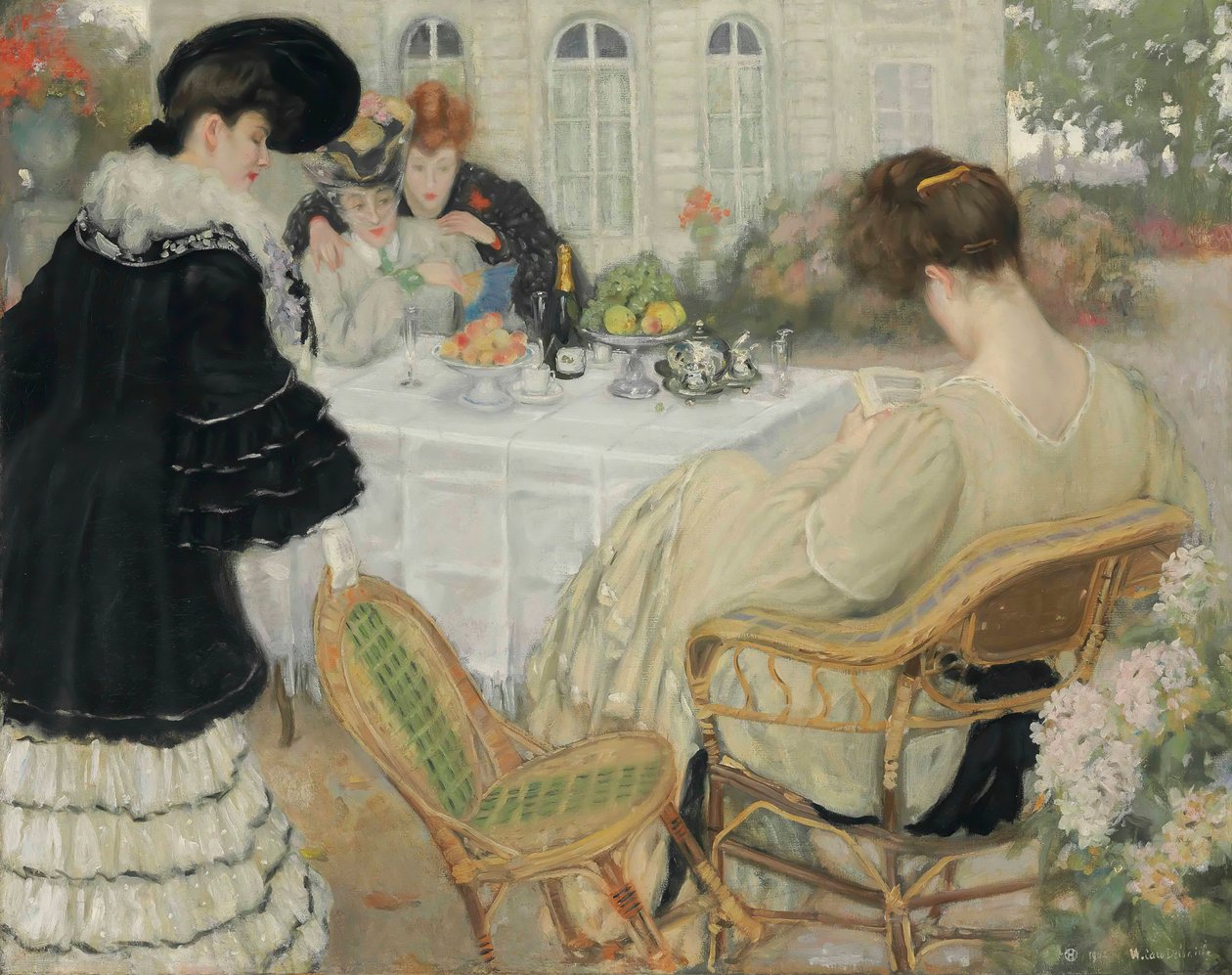 Damer som tar te, 1902. av Henry Caro Delvaille