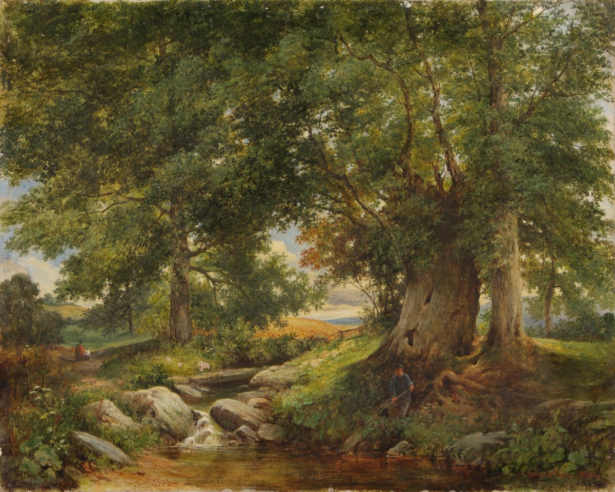 En ørretstrøm nær Worcester, 1866 av Henry Chaplin