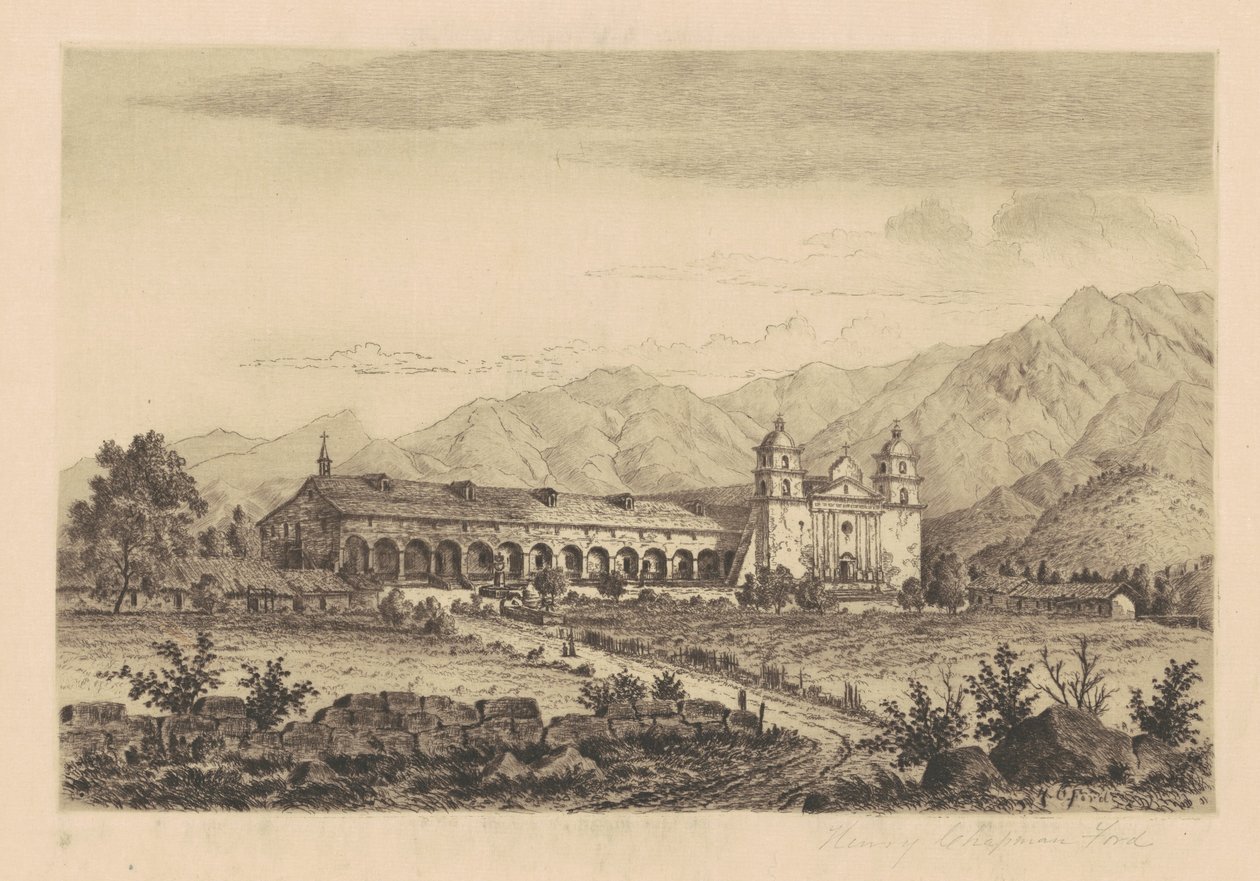 Mission Santa Barbara, 1883. av Henry Chapman Ford