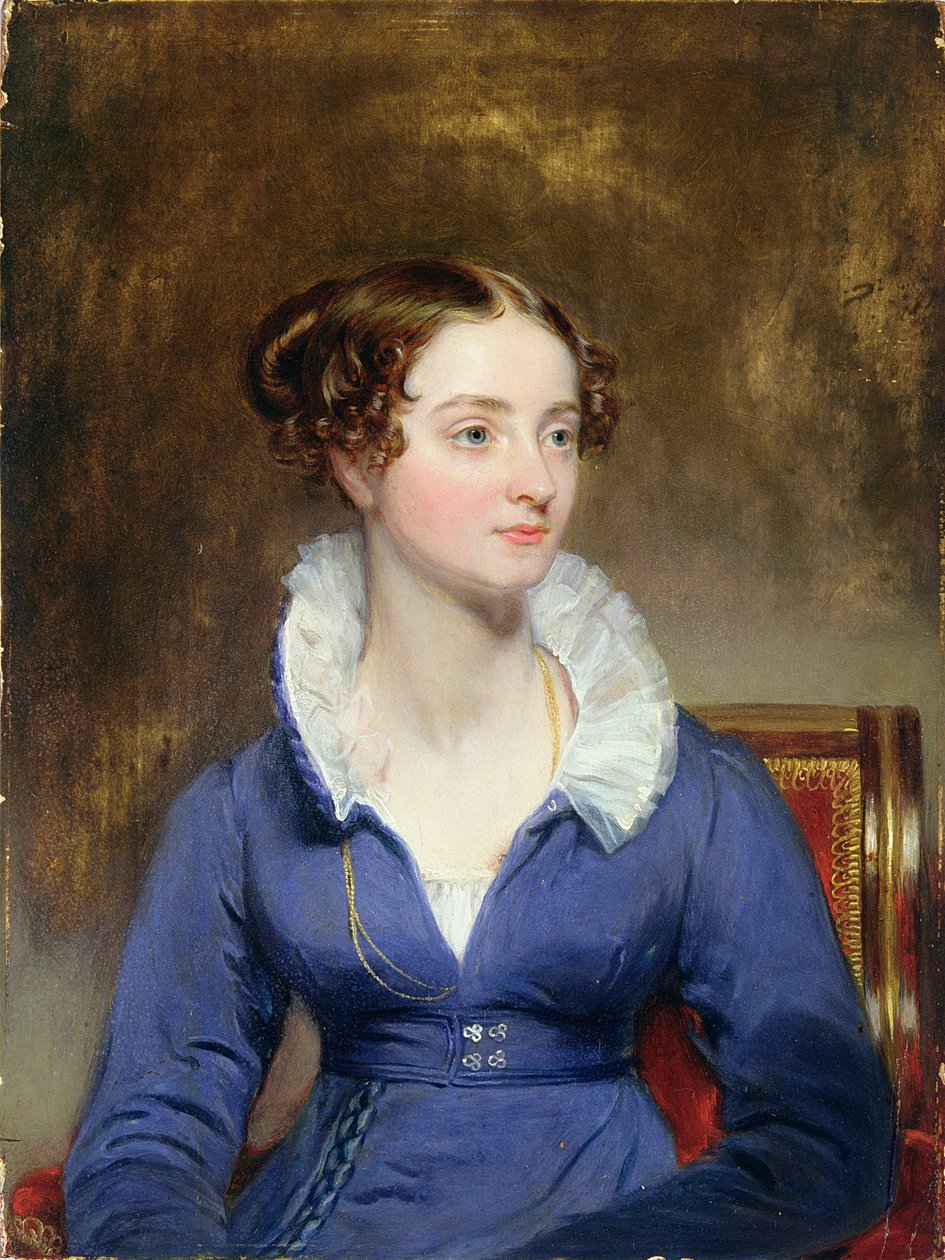 Ung kvinne i en blå kjole, ca. 1825 av Henry Inman